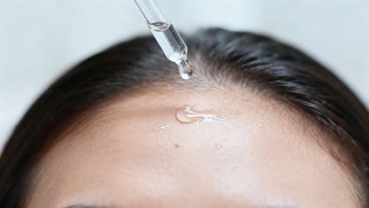 Scalp absorbing clear liquid, Minoxidil absorption visual.