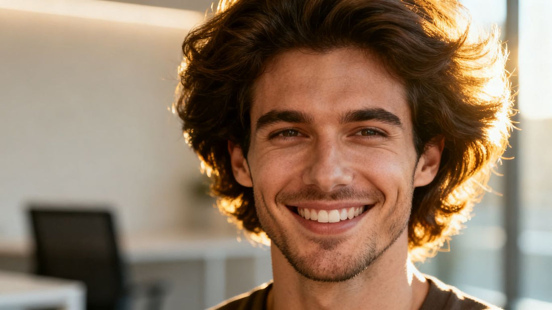 Man with healthy hair, effective hair loss treatment.