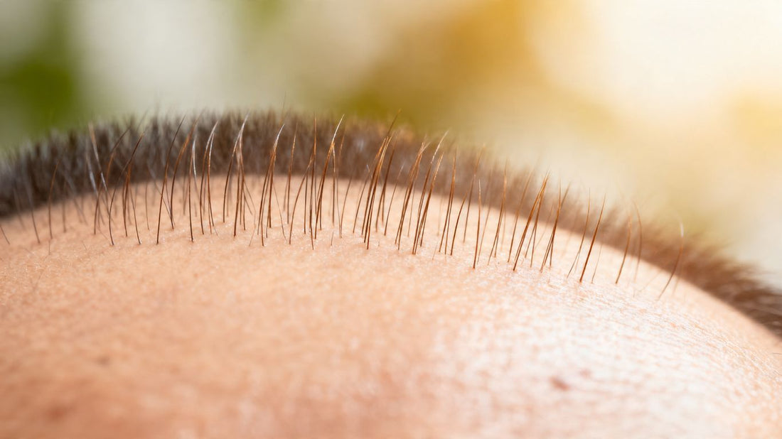 Scalp with new hair growth after minoxidil treatment.