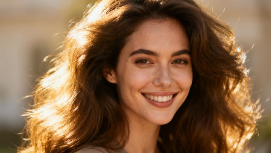 Woman with thick, full, and shiny hair
