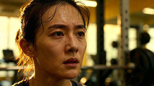 Person exercising, hair thinning concern.