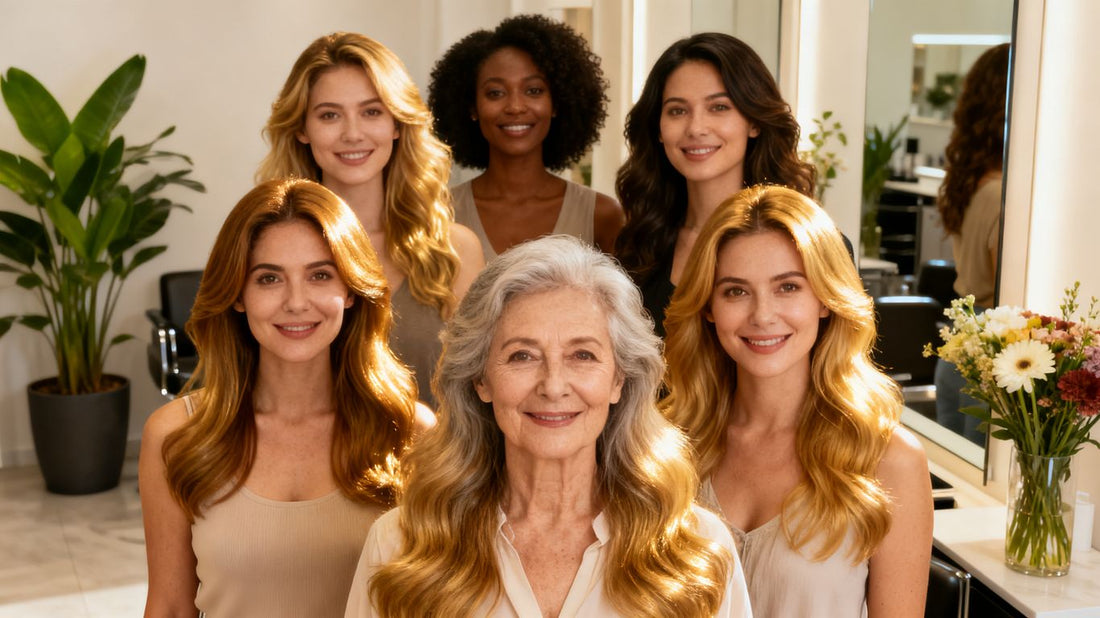Women with healthy hair looking confident in a salon.