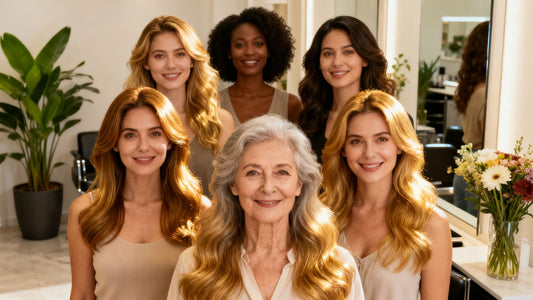 Women with healthy hair looking confident in a salon.
