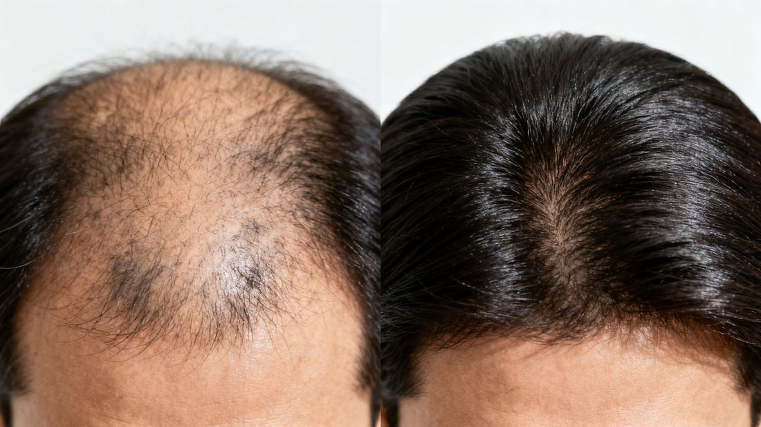 Before and after hair loss transformation