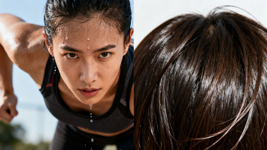 Person exercising, hair close-up, hair loss question.