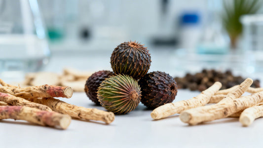 Nutrafol ingredients: saw palmetto, ashwagandha, and marine collagen.