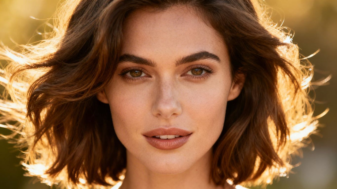 Woman with voluminous layered haircut for thinning hair.
