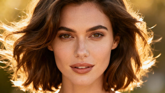 Woman with voluminous layered haircut for thinning hair.