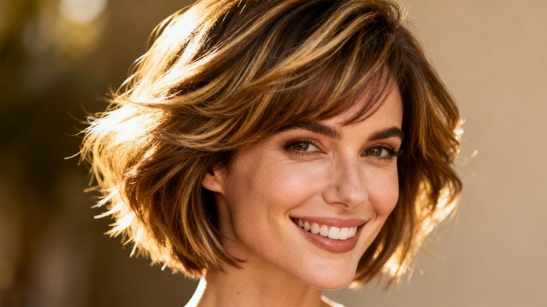 Woman with voluminous hairstyle for thinning hair