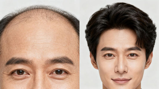 Before and after hair growth comparison image.