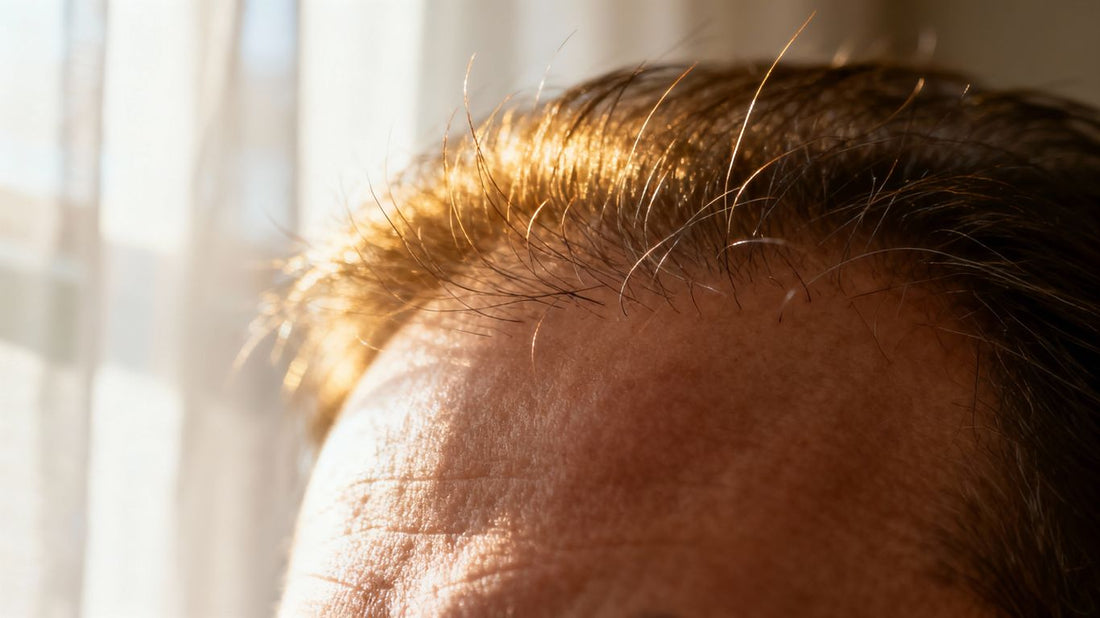 Scalp with visible hair regrowth after Minoxidil treatment.