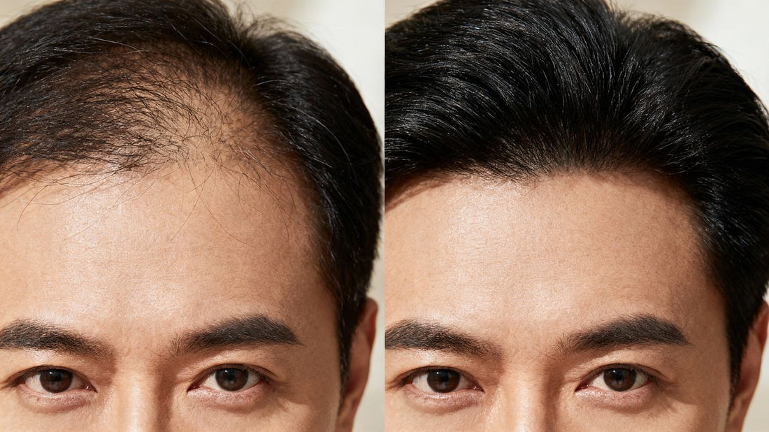 Nutrafol before and after hair transformation photos.