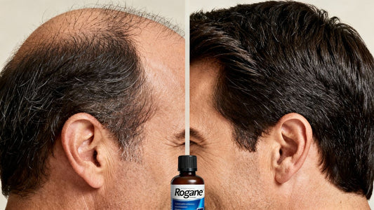 Rogaine effectiveness: thinning vs. regrown hair.